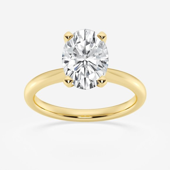 2 CTW Oval Lab Grown Diamond Petite Solitaire Engagement Ring - Picture 3 of 7
